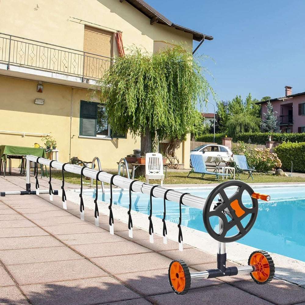 Pool Cover Reel Solar Inground Cover Aluminum Reel Set with Sandbags_1