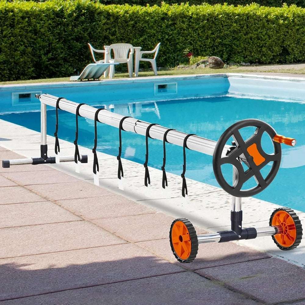 Pool Cover Reel Solar Inground Cover Aluminum Reel Set with Sandbags_2