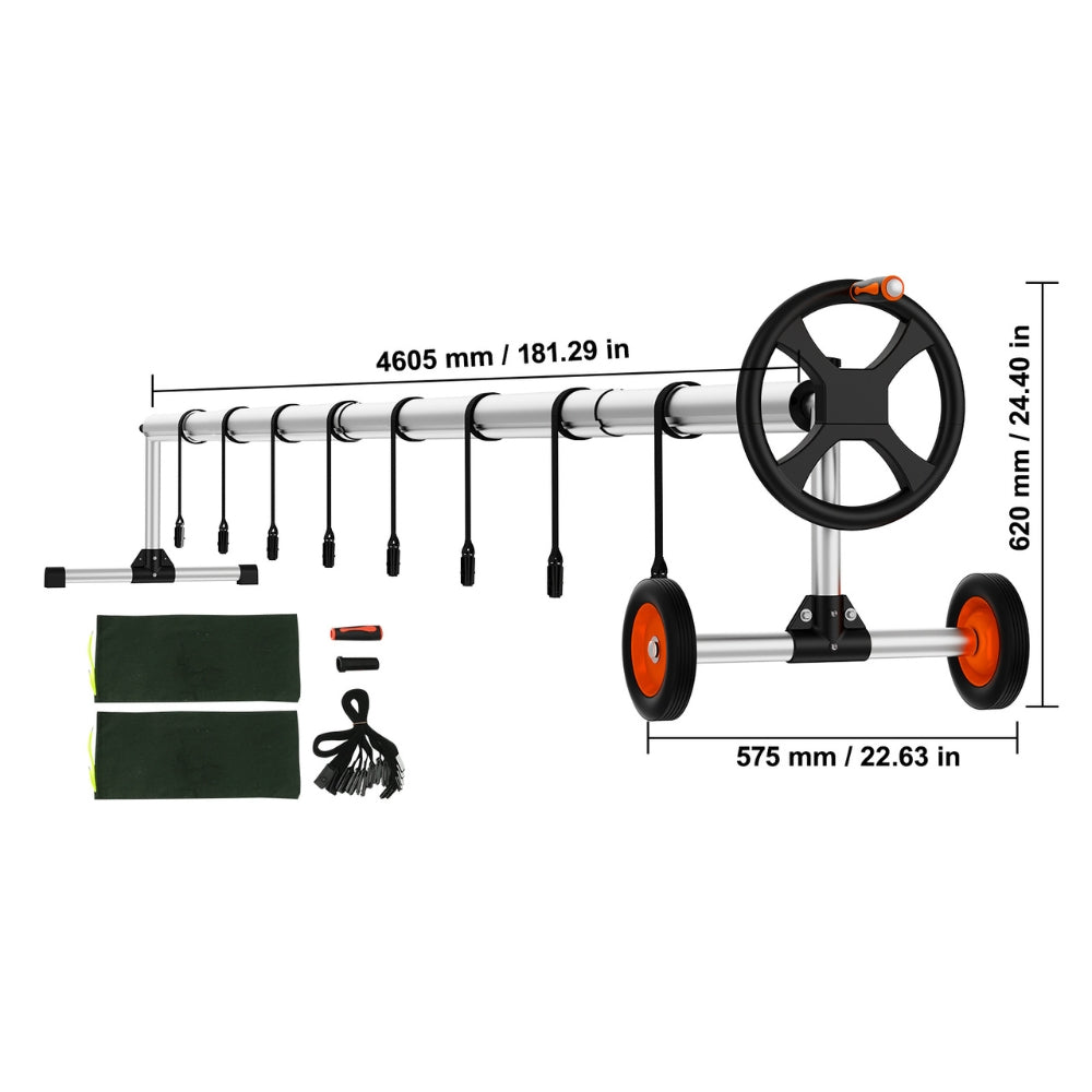 Pool Cover Reel Solar Inground Cover Aluminum Reel Set with Sandbags_6