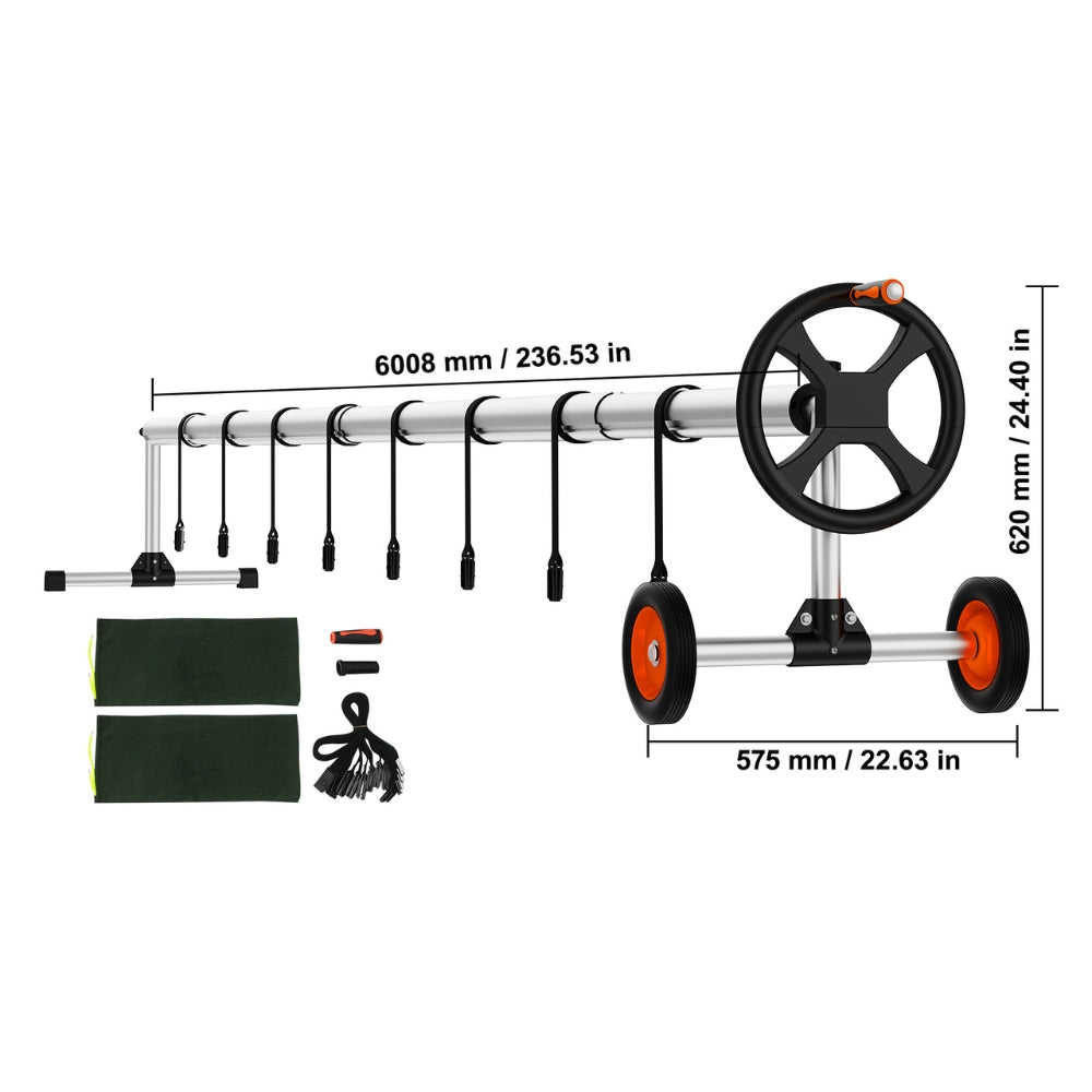 Pool Cover Reel Solar Inground Cover Aluminum Reel Set with Sandbags_7