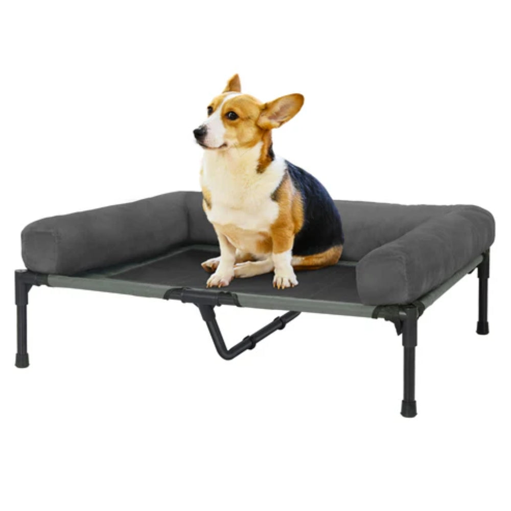Elevated Dog Bed with Detachable Plush Bolster Cooling Raised Dogs Pet Bed_2