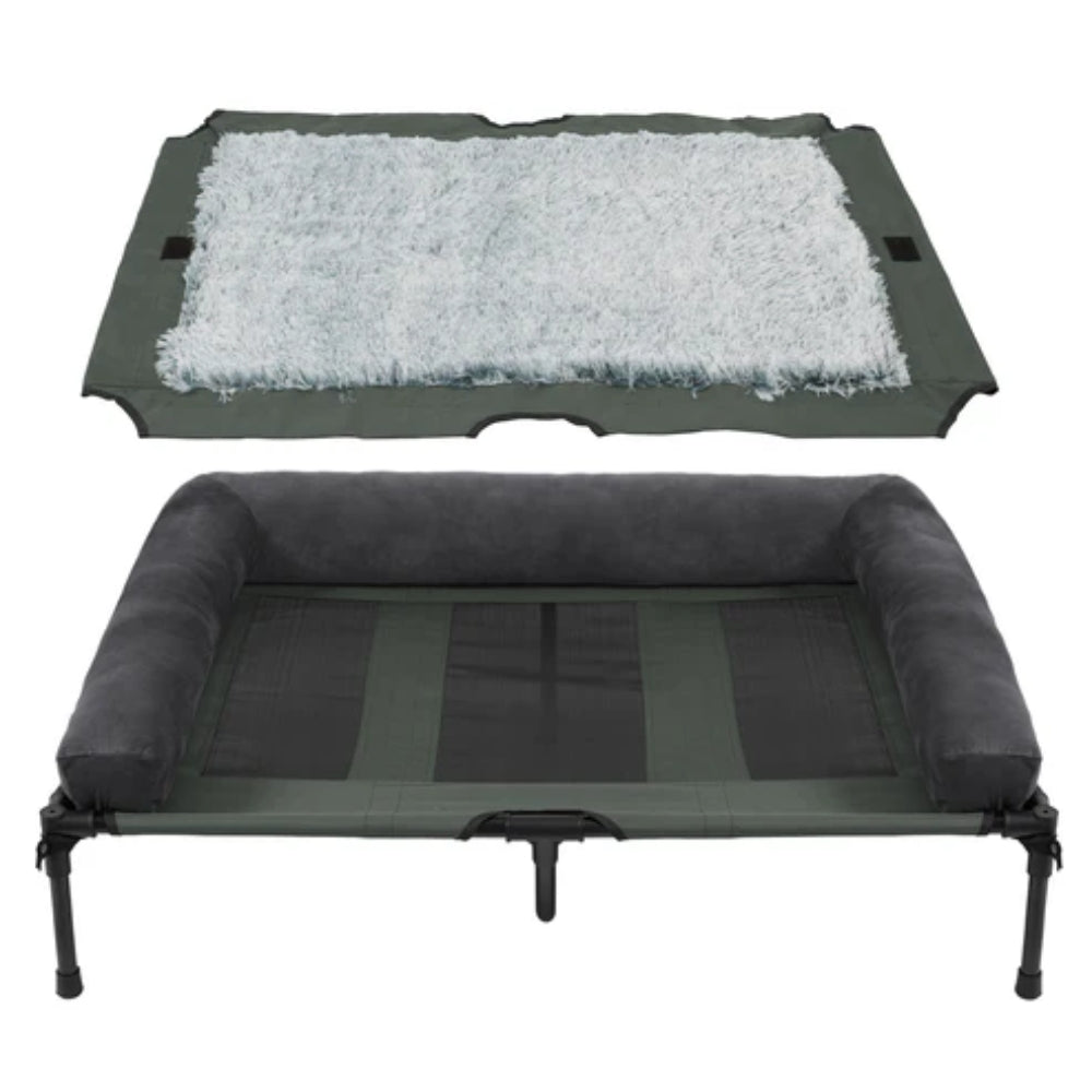 Elevated Dog Bed with Detachable Plush Bolster Cooling Raised Dogs Pet Bed_1