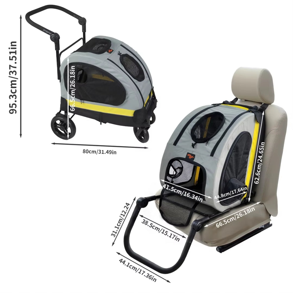 2 in 1 Portable Pet Travel Stroller Pushchair Car Seat Travel Carrier_7