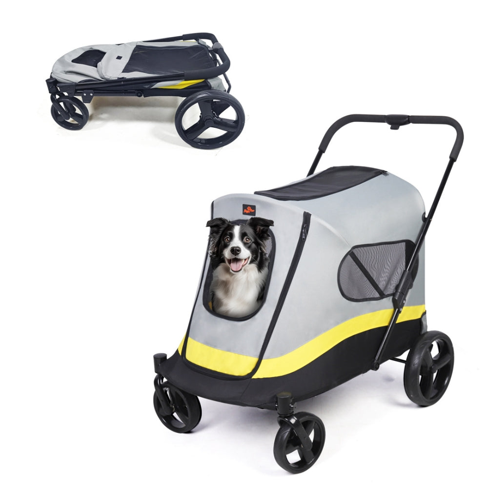Portable Foldable Dog Stroller with 4 Heavy Universal Wheels Pet Travel Stroller_5