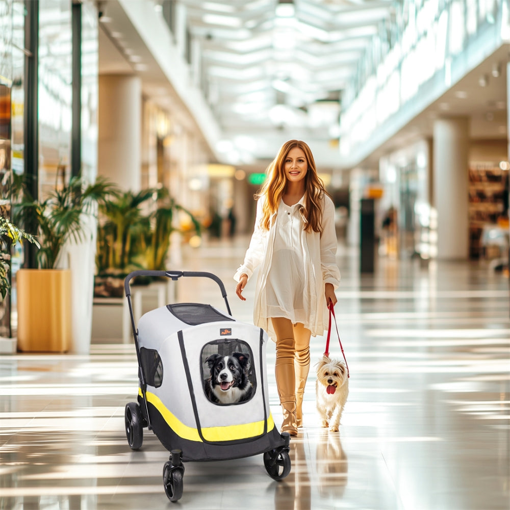 Portable Foldable Dog Stroller with 4 Heavy Universal Wheels Pet Travel Stroller_1