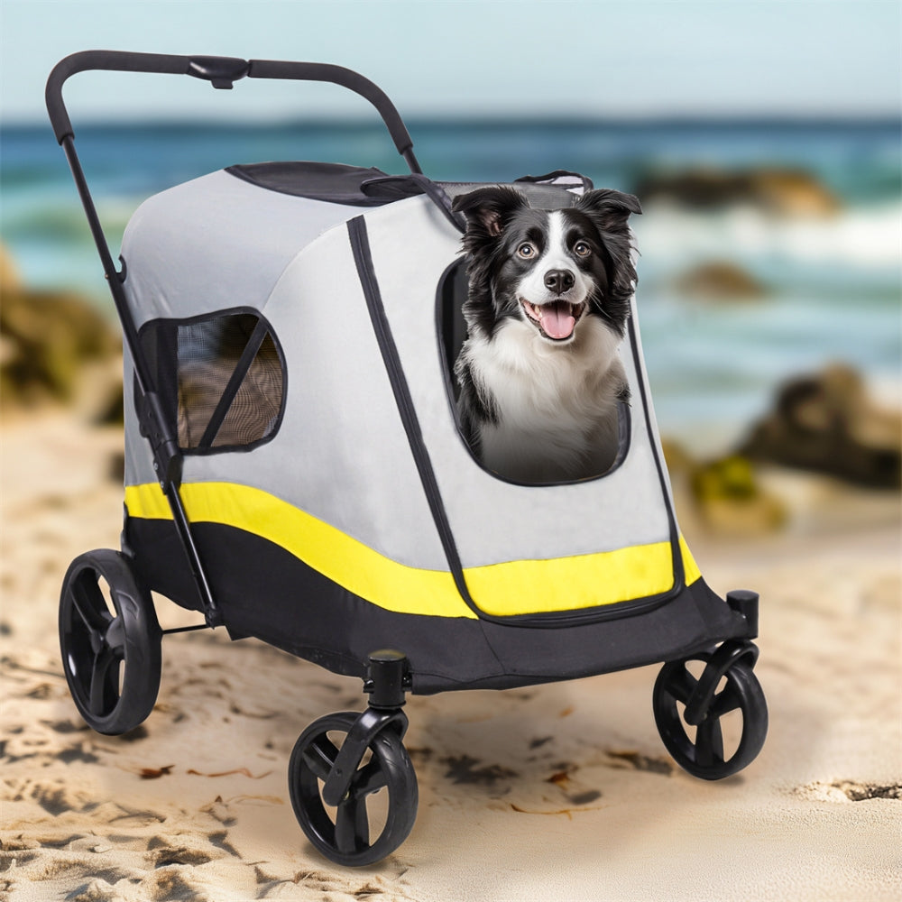 Portable Foldable Dog Stroller with 4 Heavy Universal Wheels Pet Travel Stroller_0