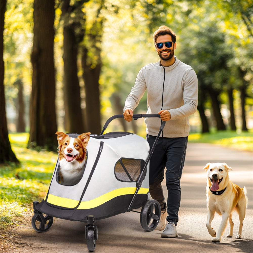 Portable Foldable Dog Stroller with 4 Heavy Universal Wheels Pet Travel Stroller_2