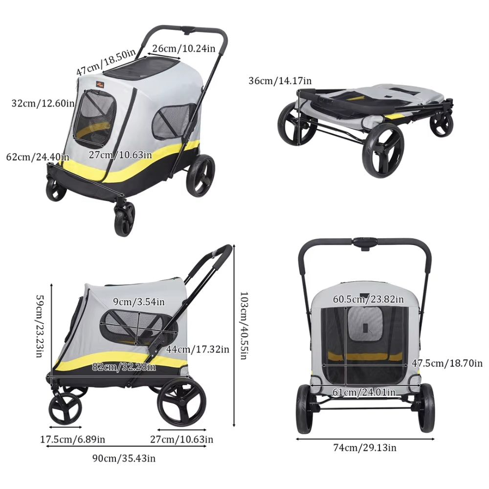 Portable Foldable Dog Stroller with 4 Heavy Universal Wheels Pet Travel Stroller_6