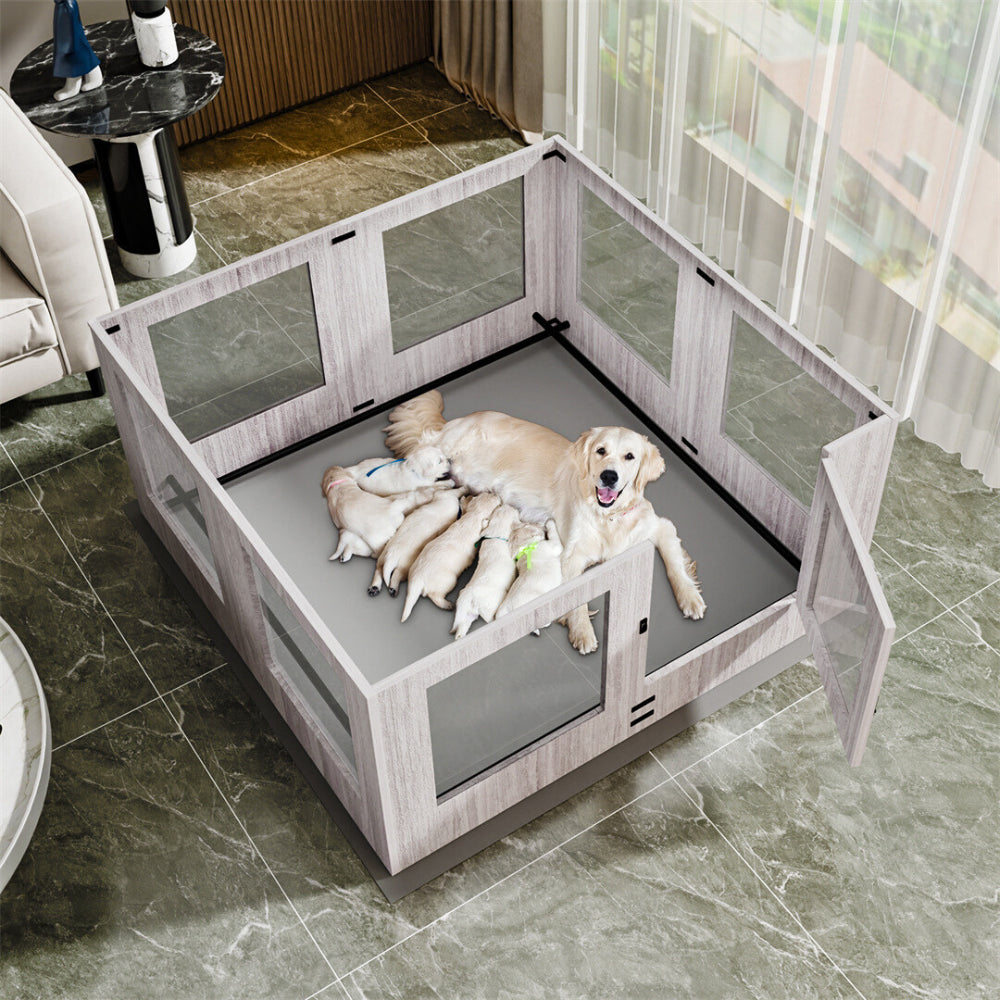 Premium Pet Whelping Box with Waterproof Fertility Pad_2
