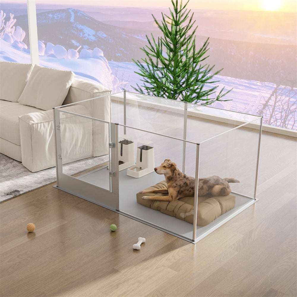 Premium Clear Acrylic Pet Whelping Pen with Waterproof Floor Pad_6