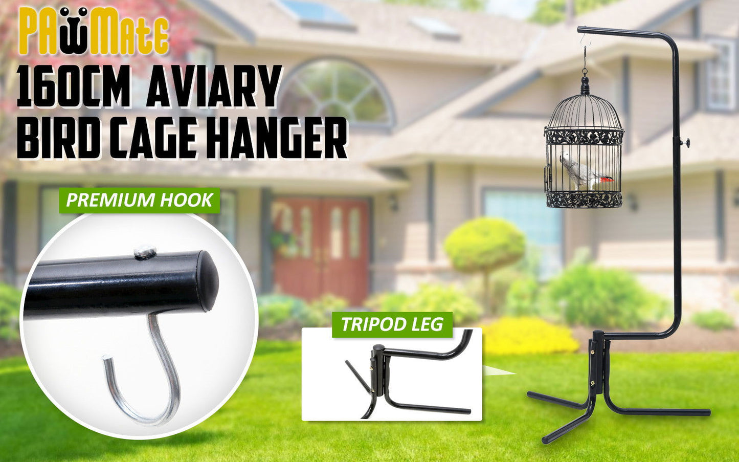 Bird Cage Hanger Stand Parrot Aviary SOLO 160cm - SEKSI