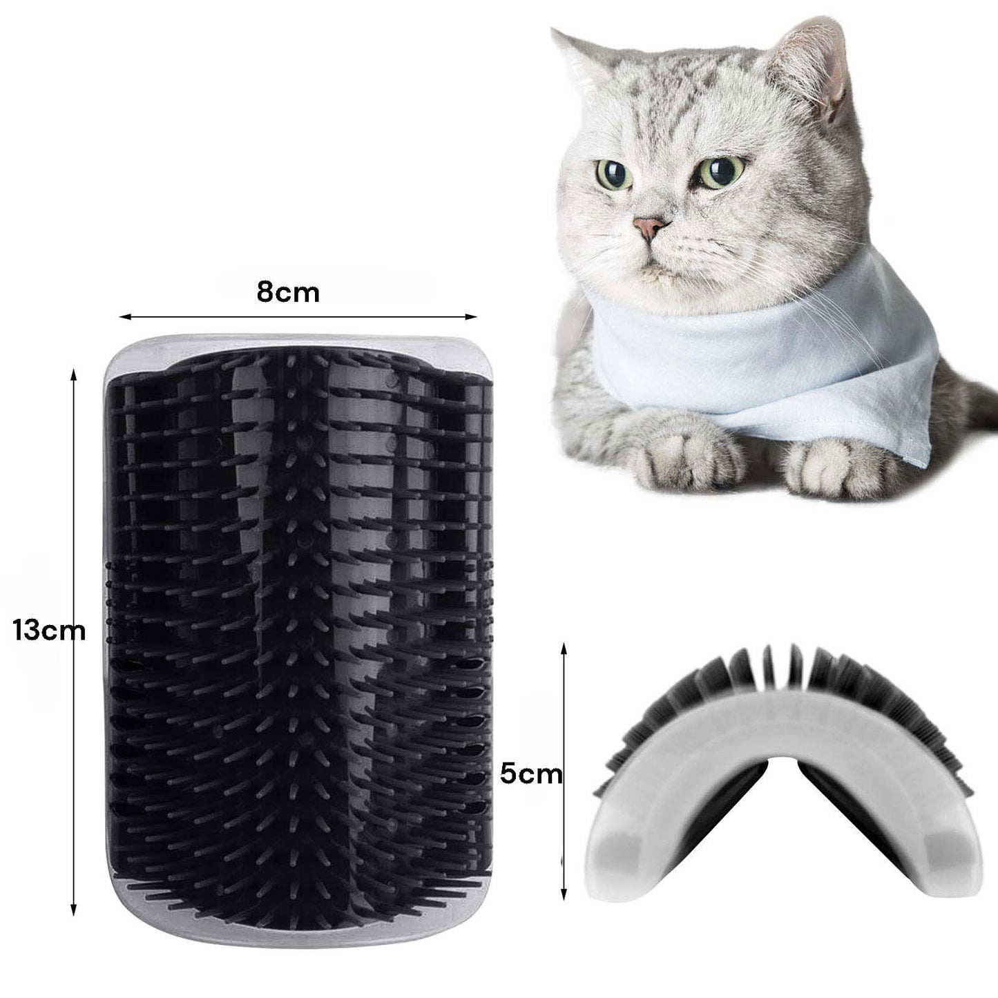 Cat Self Groomer Catnip Dog Cat Toy Corner Groomer Wall Corner Scratcher Comb Grooming Massage Brush Black - SEKSI