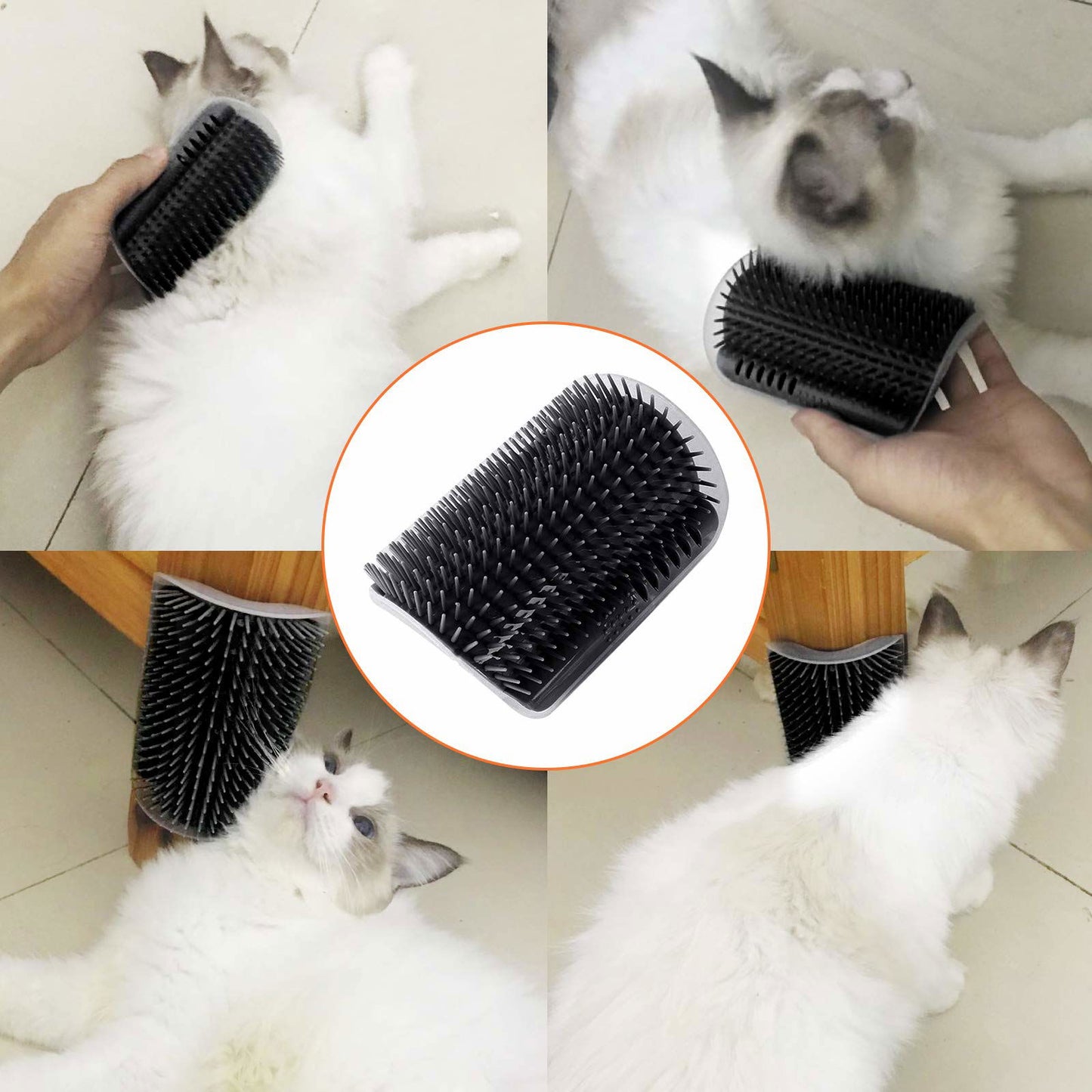 Cat Self Groomer Catnip Dog Cat Toy Corner Groomer Wall Corner Scratcher Comb Grooming Massage Brush Black - SEKSI