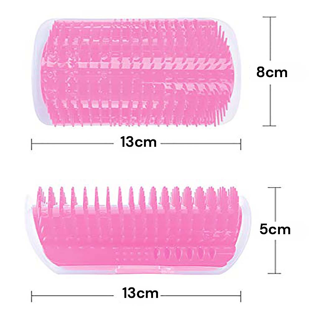 Cat Self Groomer Catnip Dog Cat Toy Corner Groomer Wall Corner Scratcher Comb Grooming Massage Brush Pink - SEKSI