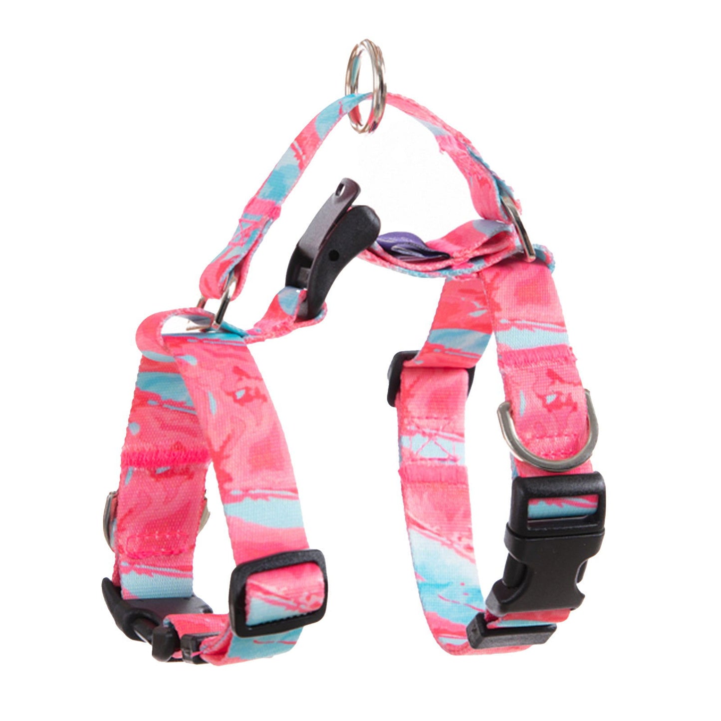 Dog Double-Lined Straps Harness Adjustable L MARBLE PINK - SEKSI