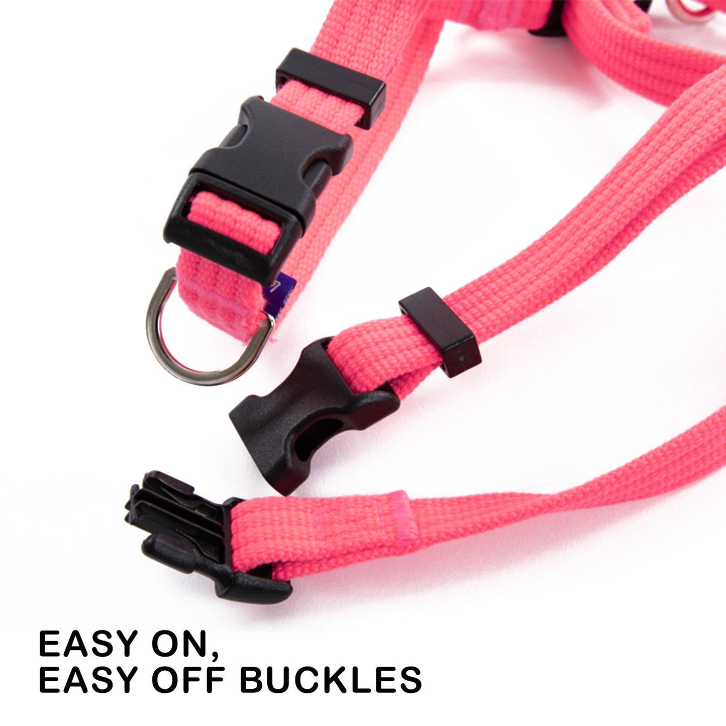 Dog Double-Lined Straps Harness Adjustable M NEON CAROL-PINK - SEKSI