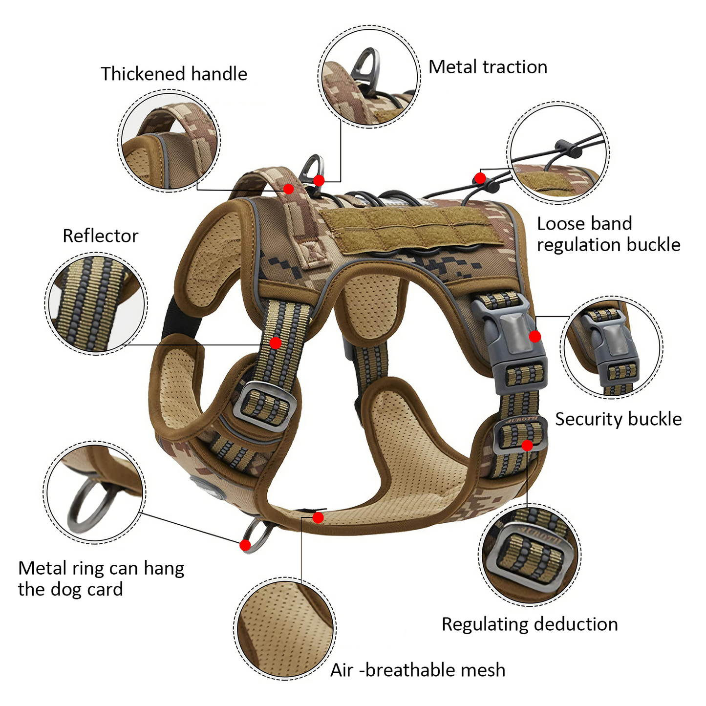Dog Harness Tactical No Pull Adjustable Pet Military Working Training Vest L - SEKSI