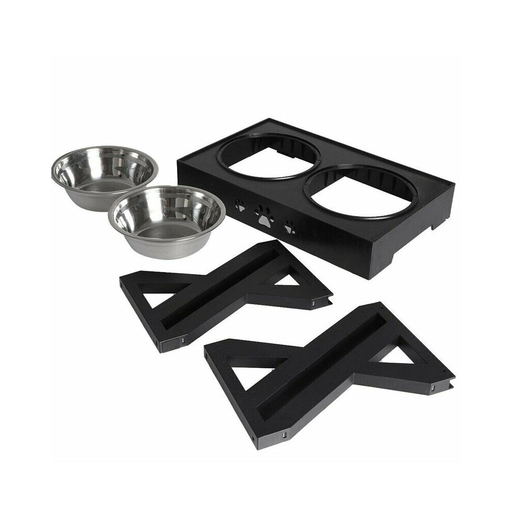 Elevated Double Bowl Dog Pet Feeder with Adjustable Height - SEKSI