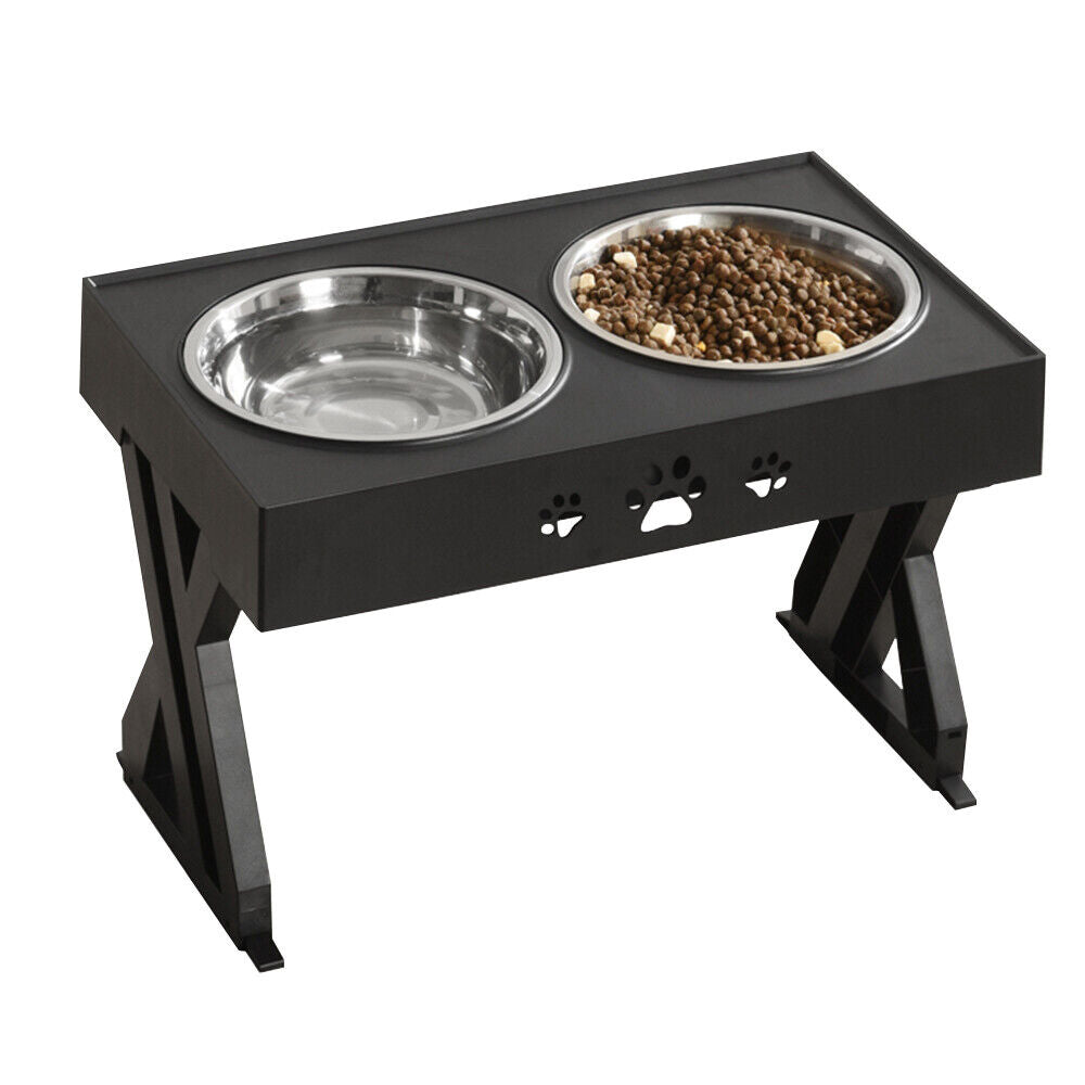 Elevated Double Bowl Dog Pet Feeder with Adjustable Height - SEKSI