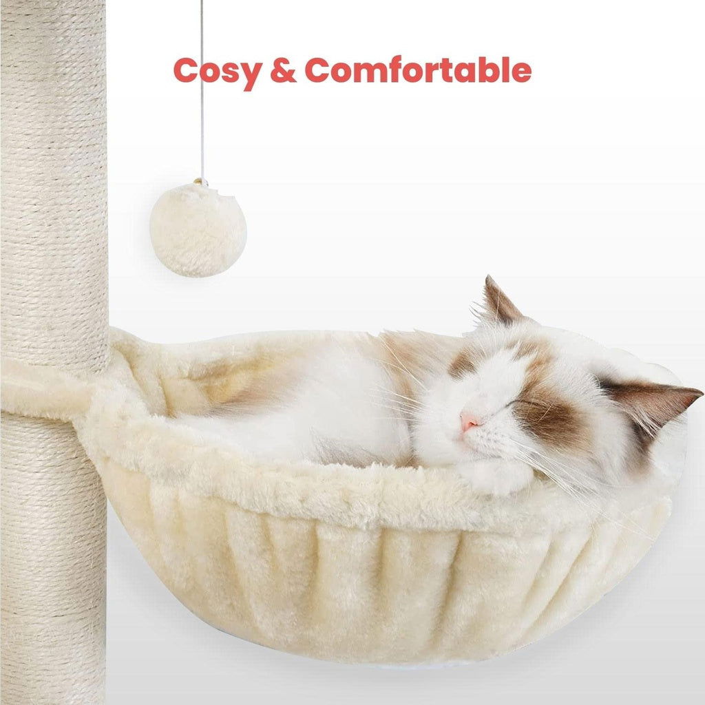 Floofi 97cm Adjustable Base Plush Cat Tree Beige - SEKSI