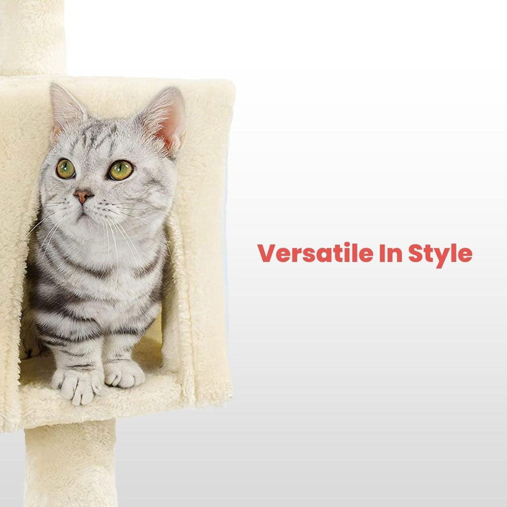 Floofi 97cm Adjustable Base Plush Cat Tree Beige - SEKSI