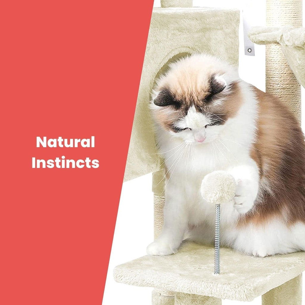 Floofi 97cm Adjustable Base Plush Cat Tree Beige - SEKSI