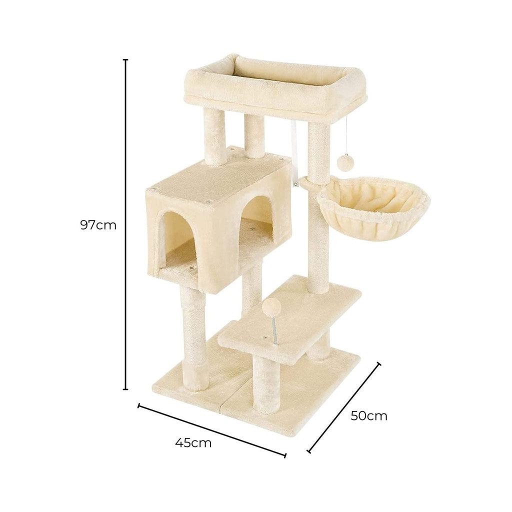 Floofi 97cm Adjustable Base Plush Cat Tree Beige - SEKSI