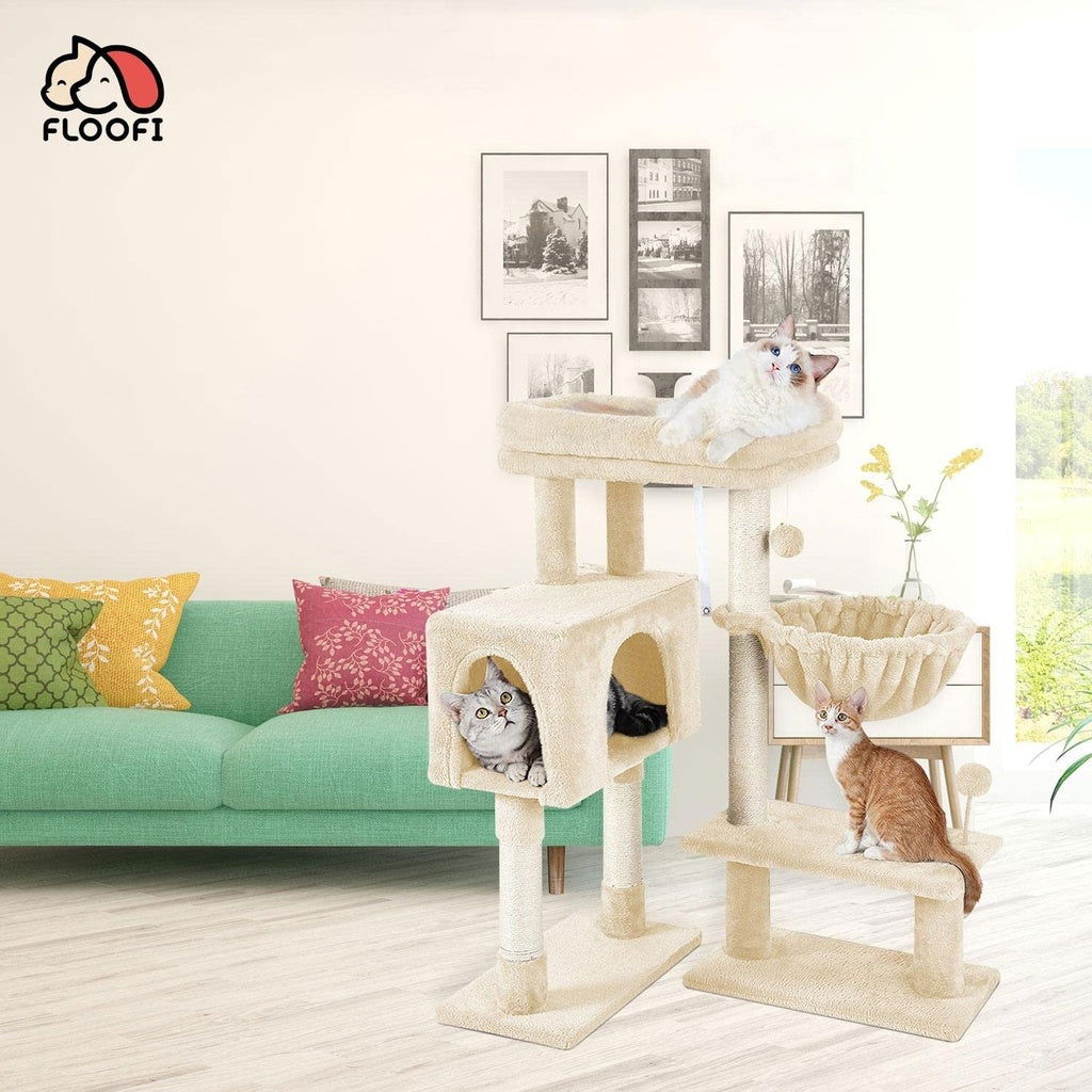 Floofi 97cm Adjustable Base Plush Cat Tree Beige - SEKSI