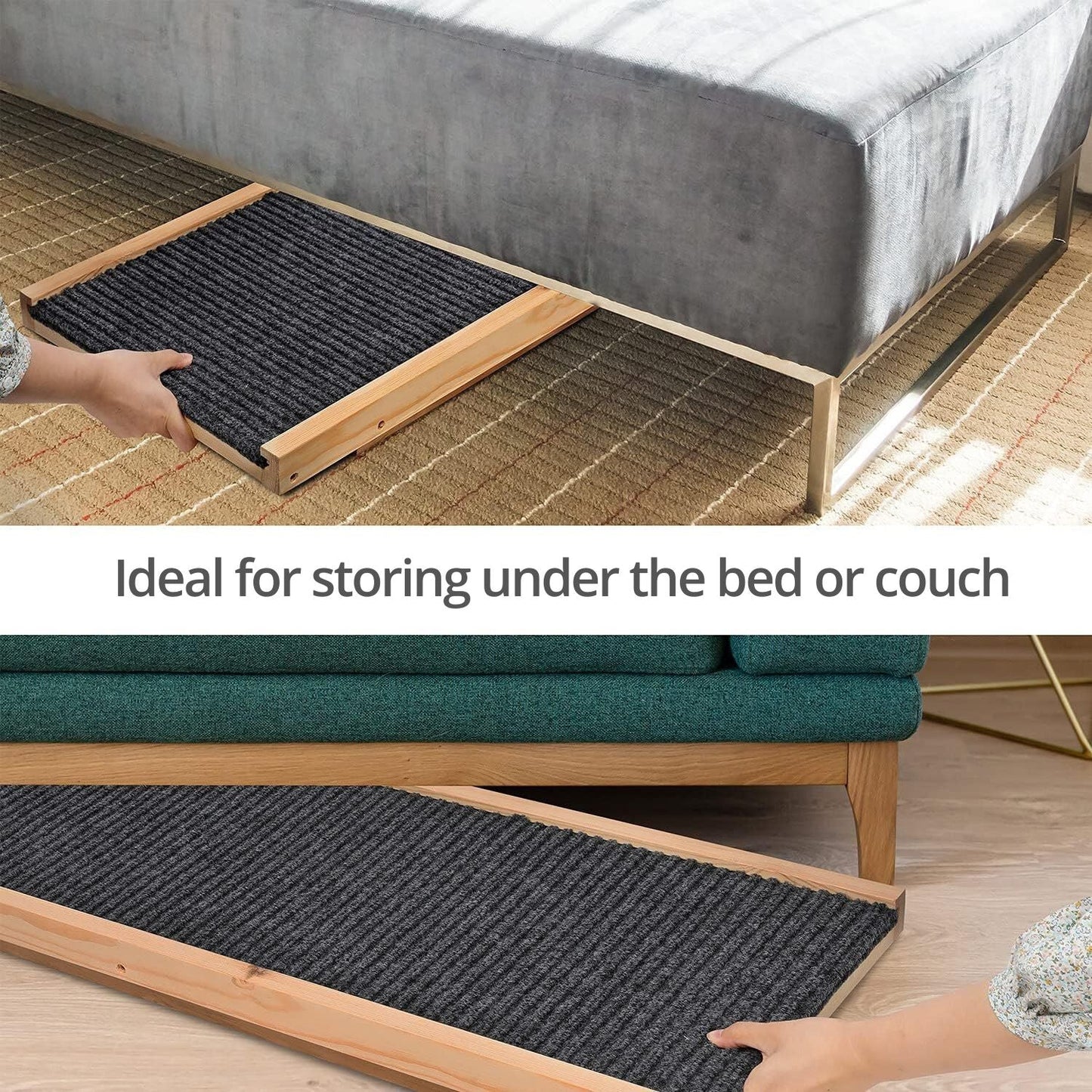 Floofi Natural Wood Grain Wooden Adjustable Height Pet Ramp Dog Sofa Stairs - SEKSI