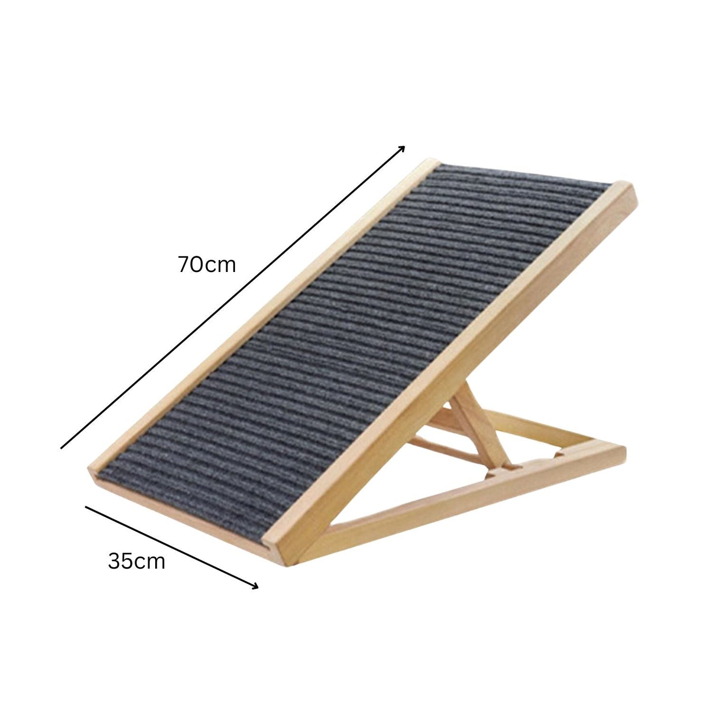 Floofi Natural Wood Grain Wooden Adjustable Height Pet Ramp Dog Sofa Stairs - SEKSI