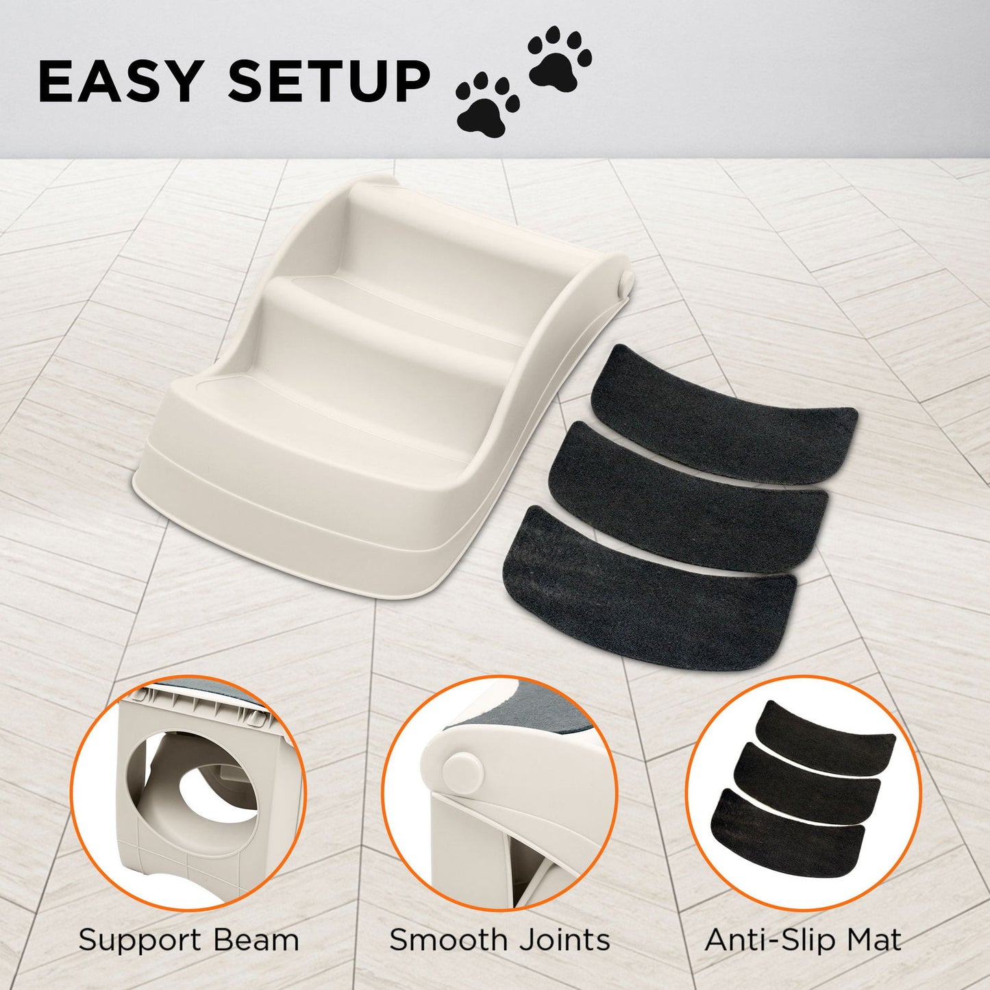 Furtastic 38cm Foldable Pet Stairs Ramp - White - SEKSI