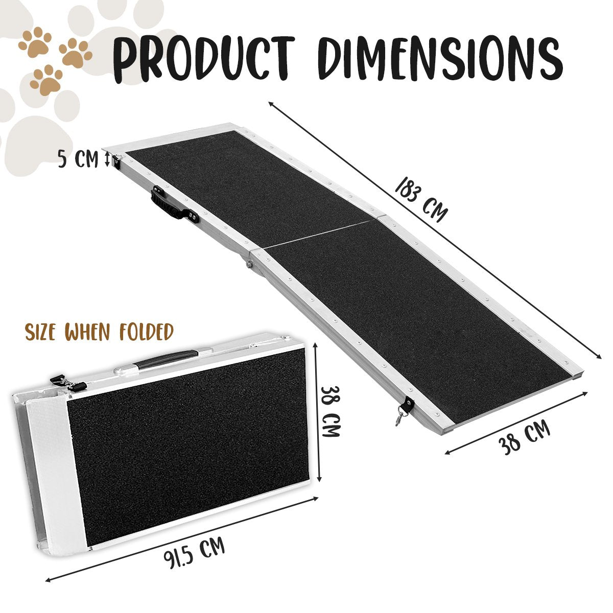 Kartrite Foldable Aluminium Dog Ramp - 183 x 38cm - SEKSI