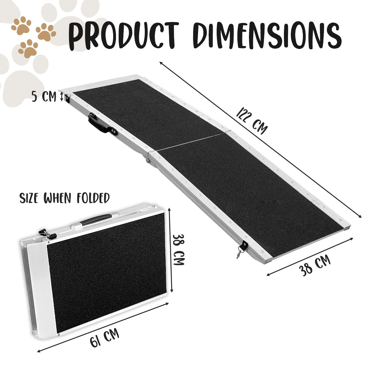 Klika Foldable Aluminium Dog Ramp - 122 x 38 cm - SEKSI