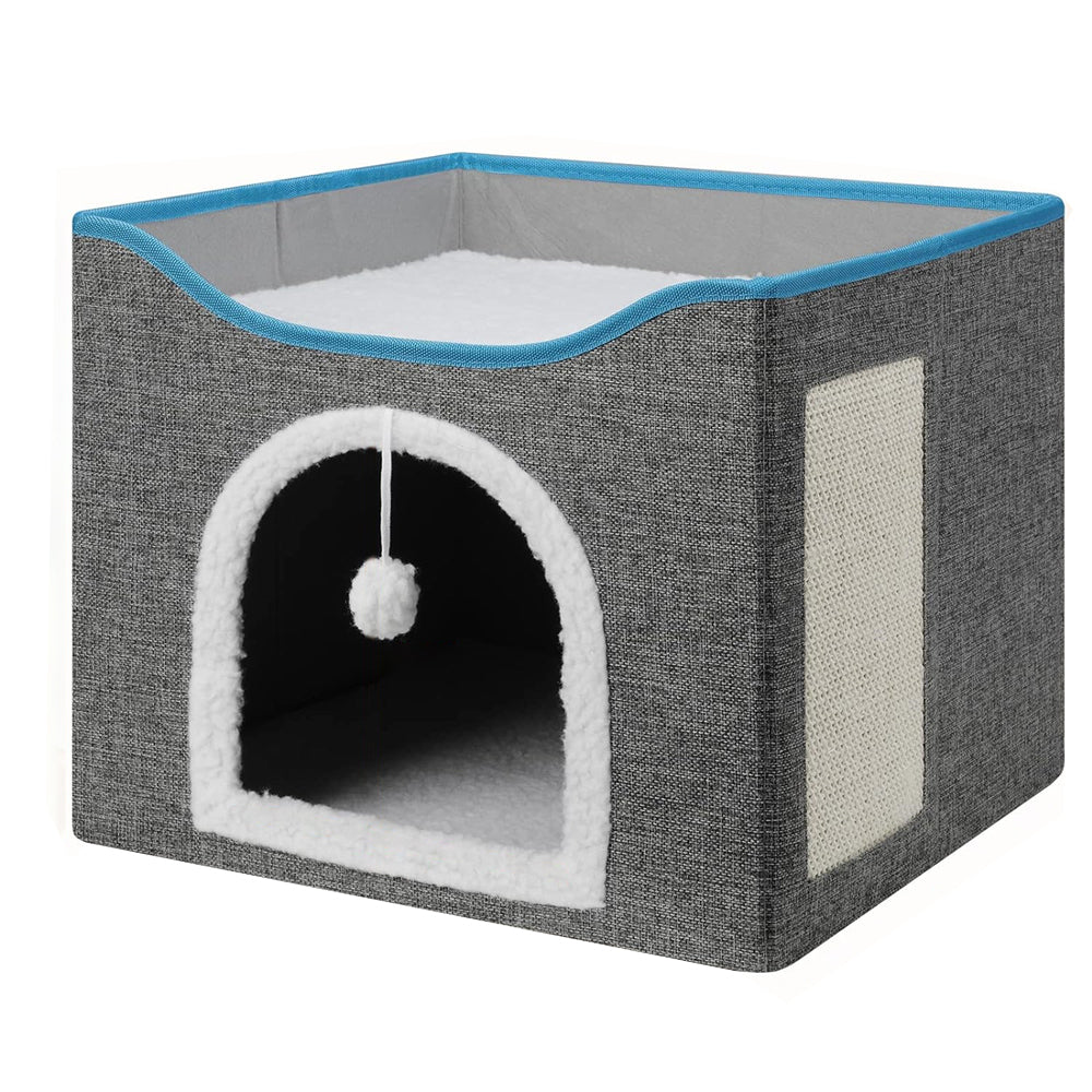 PETSWOL Cat House With Scratch Pad - Cozy Cat Hideout And Lounge For Multi-Cat Households - SEKSI