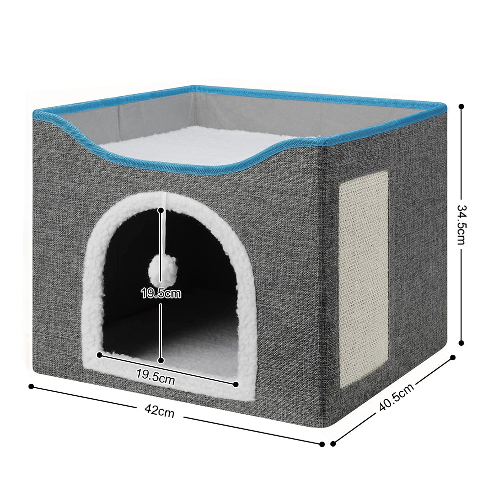PETSWOL Cat House With Scratch Pad - Cozy Cat Hideout And Lounge For Multi-Cat Households - SEKSI