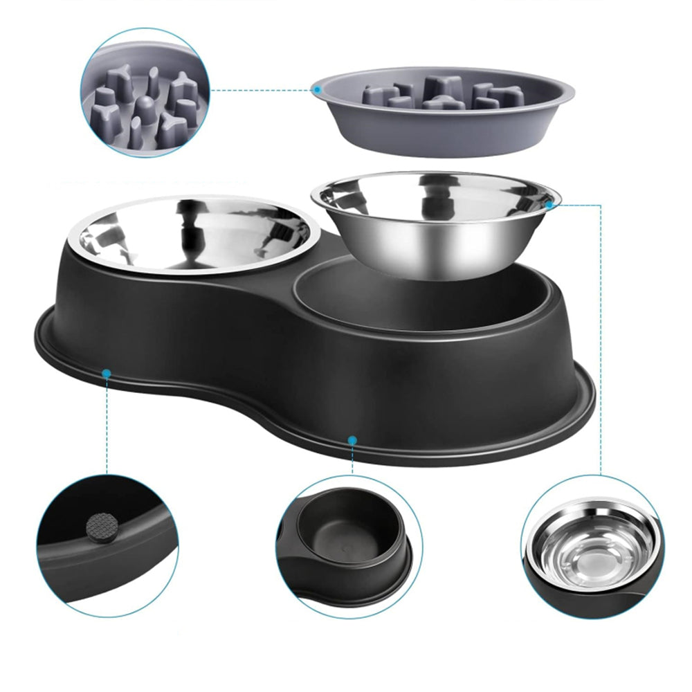 PETSWOL Dog Water And Food Bowls With Slow Feeder - SEKSI