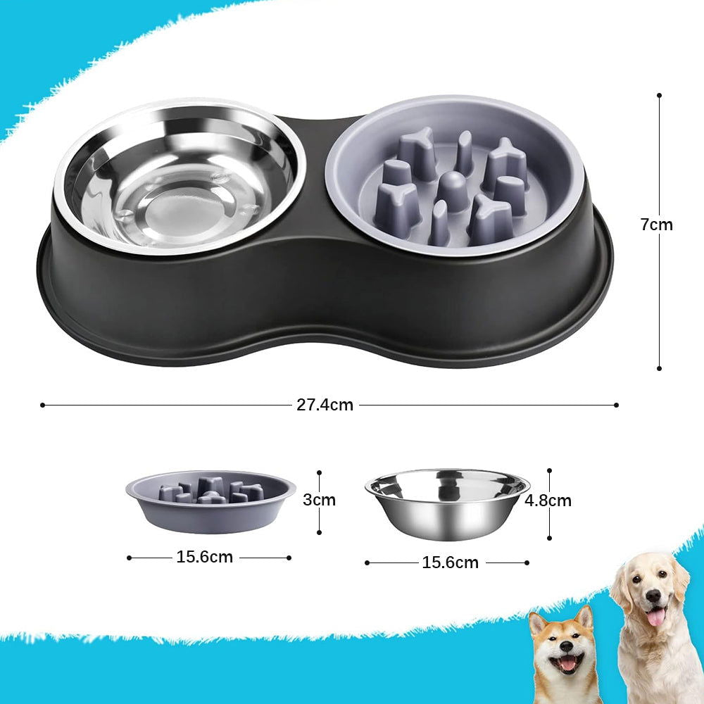 PETSWOL Dog Water And Food Bowls With Slow Feeder - SEKSI