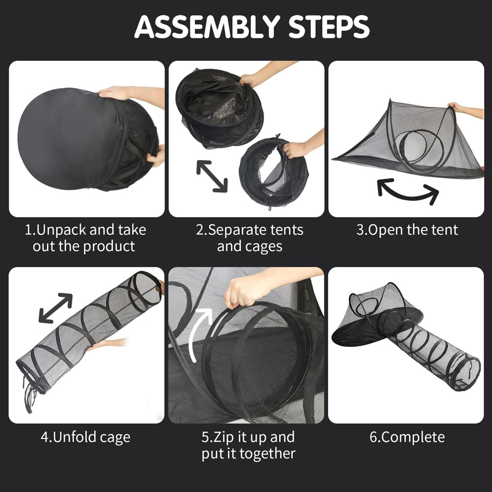 PETSWOL Portable Cat Tent With Tunnel - Spacious Outdoor Retreat For Cats And Small Pets - SEKSI