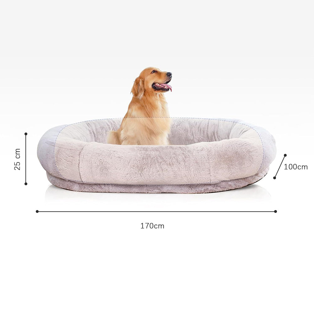 PETSWOL Washable Human Dog Bed - Fits You and Your Pets - 170x100x25cm - Khaki - SEKSI