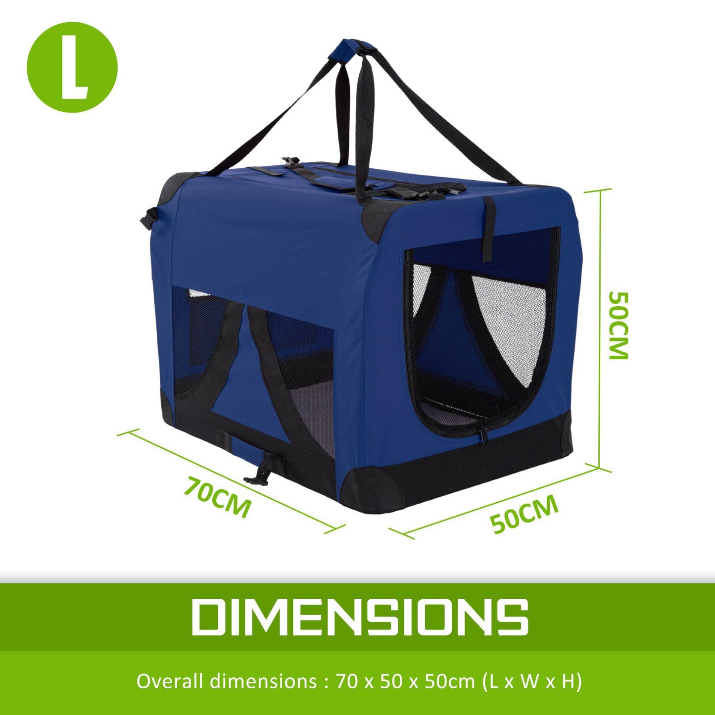 Portable Soft Dog Cage Crate Carrier L BLUE - SEKSI