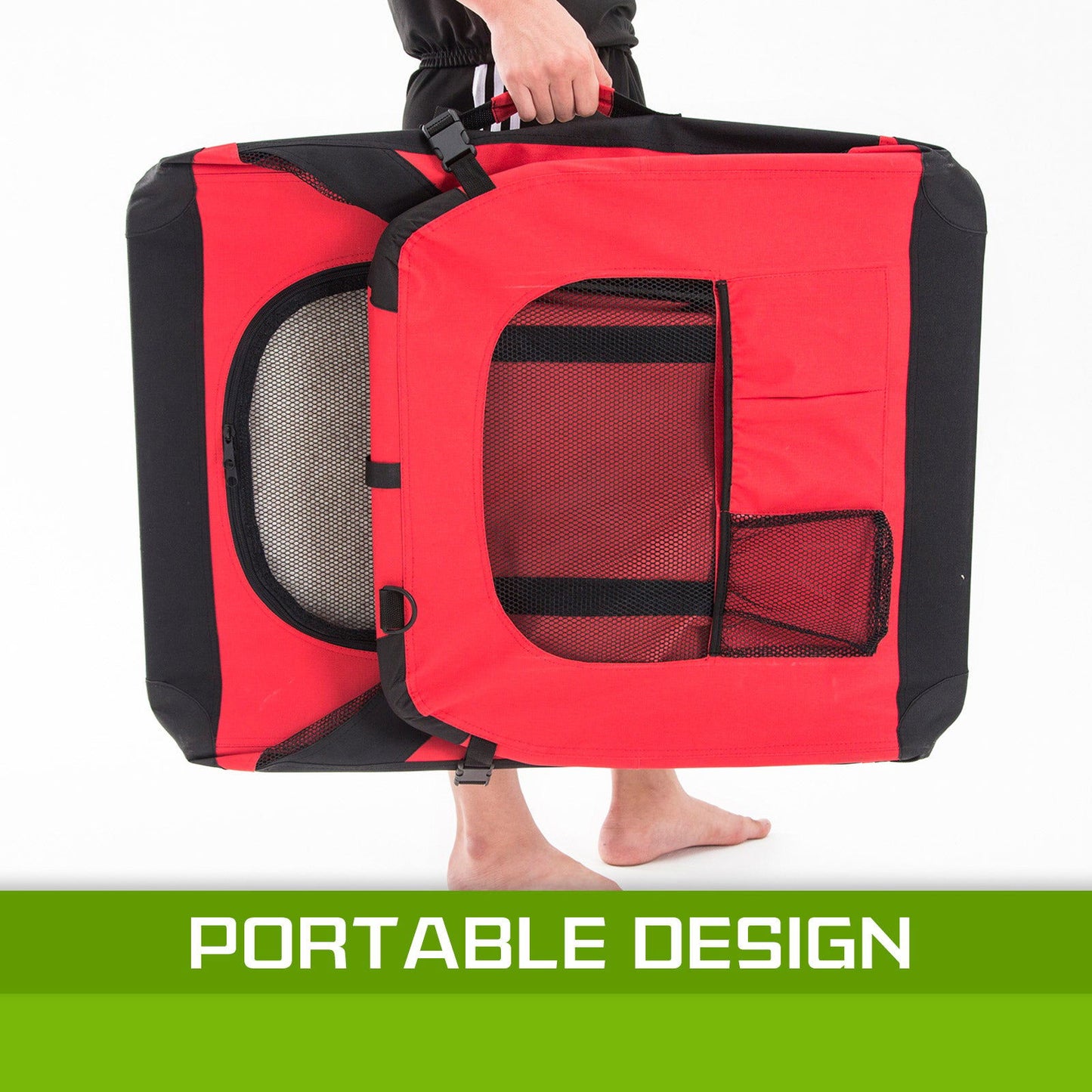 Portable Soft Dog Cage Crate Carrier L RED - SEKSI
