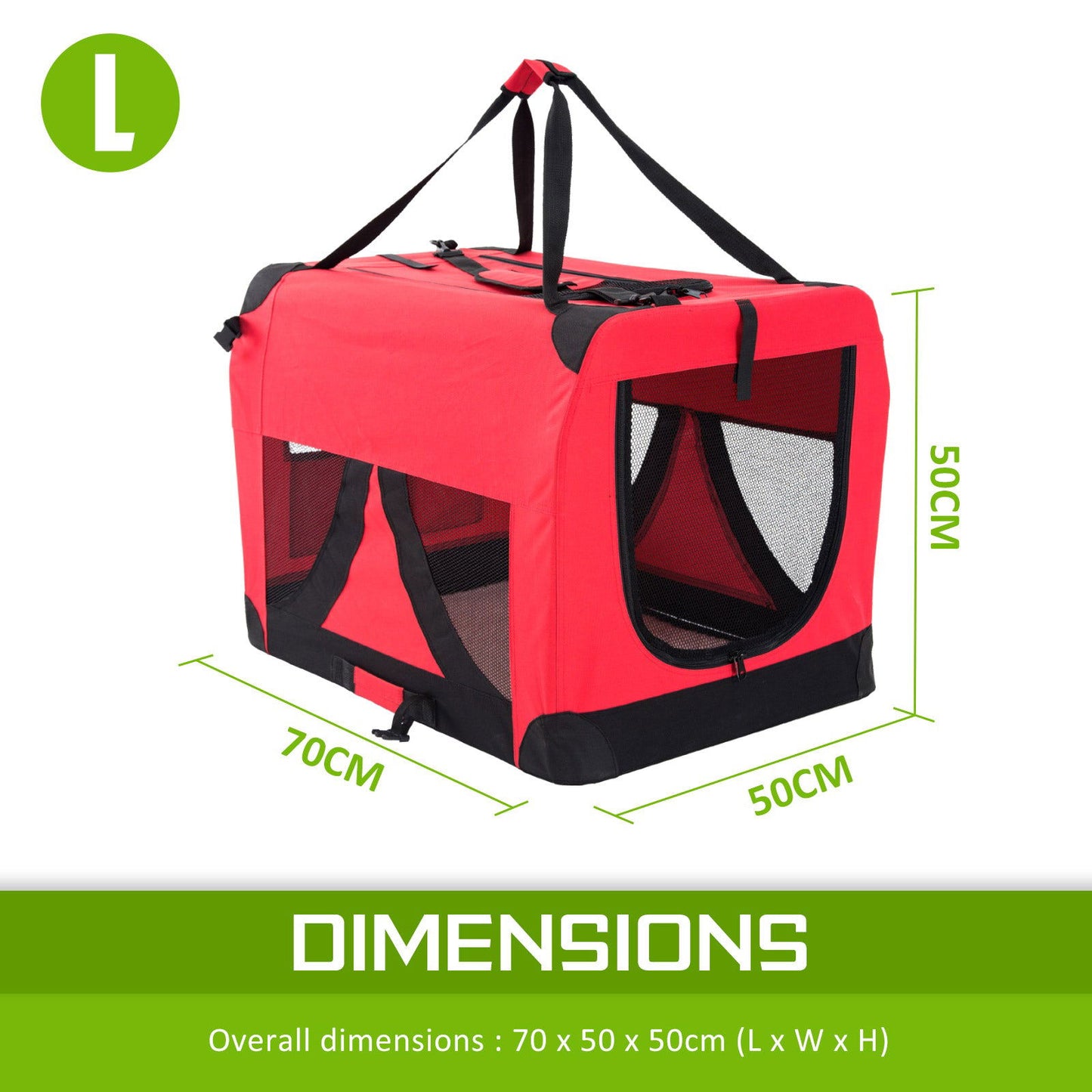 Portable Soft Dog Cage Crate Carrier L RED - SEKSI