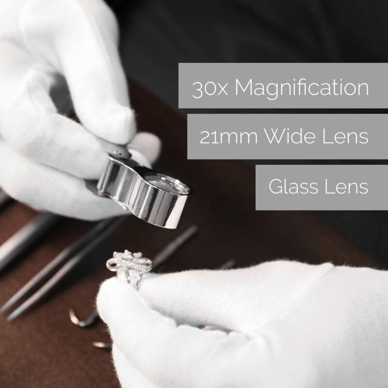 Jeweler Loupe - Magnifying Glass Loupe 30 X 21 Mm Jewelry Antiques Eyepiece Lens - 30X Pocket Loupe - Foldable Glass -