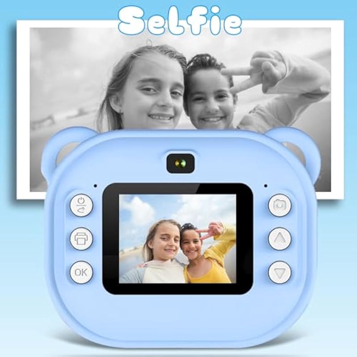 Instant Camera, 1080p HD Digital Camera, Suitable for Boys and Girls, Includes a GB Memory Card and Printer Paper - Blue