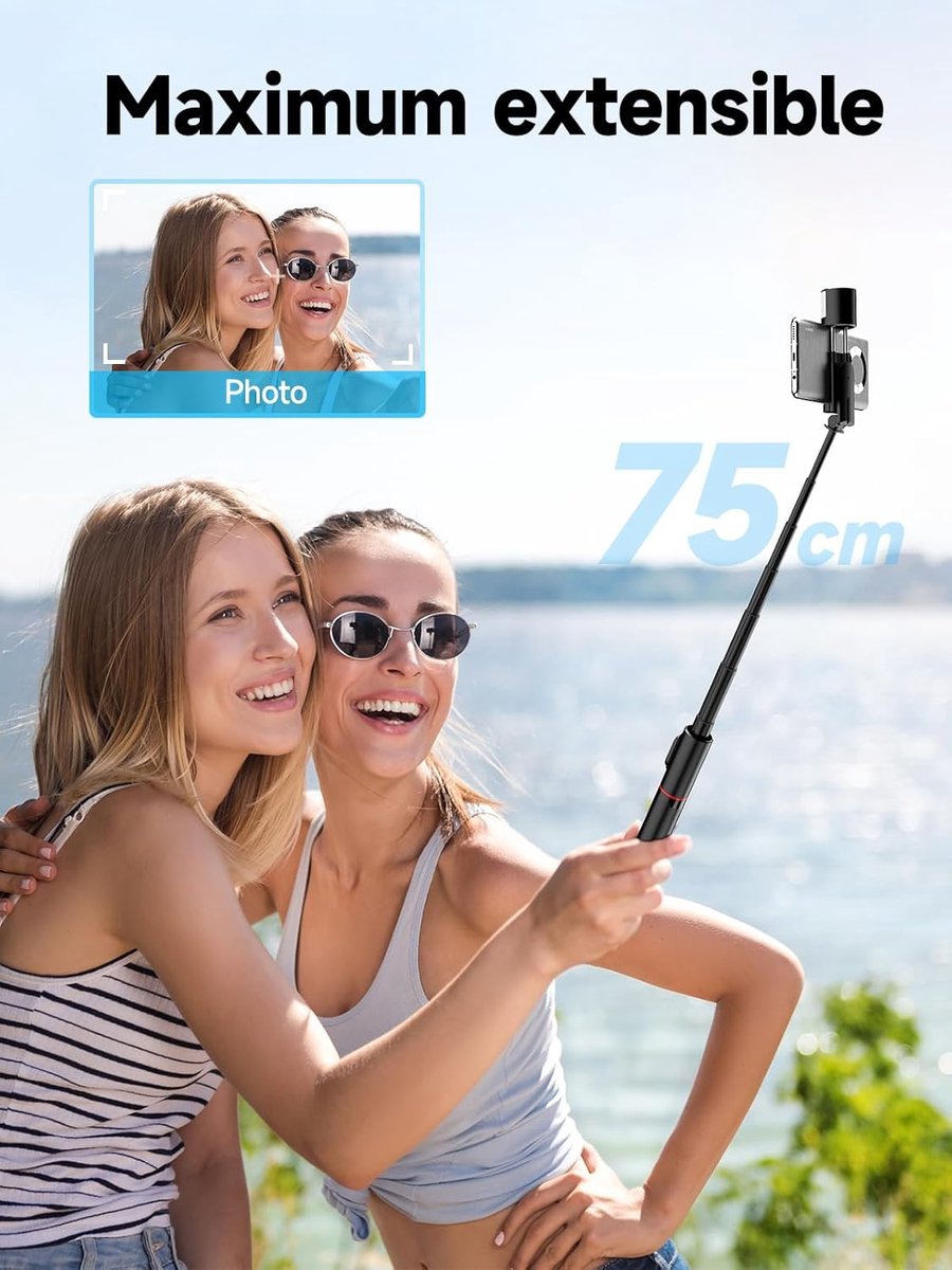 Selfie stick - Phone tripod - Tripod with auxiliary light - Mobile phone holder - With lighting function - Remote control - 75mm aluminum phone holder - Selfie stick for smartphones