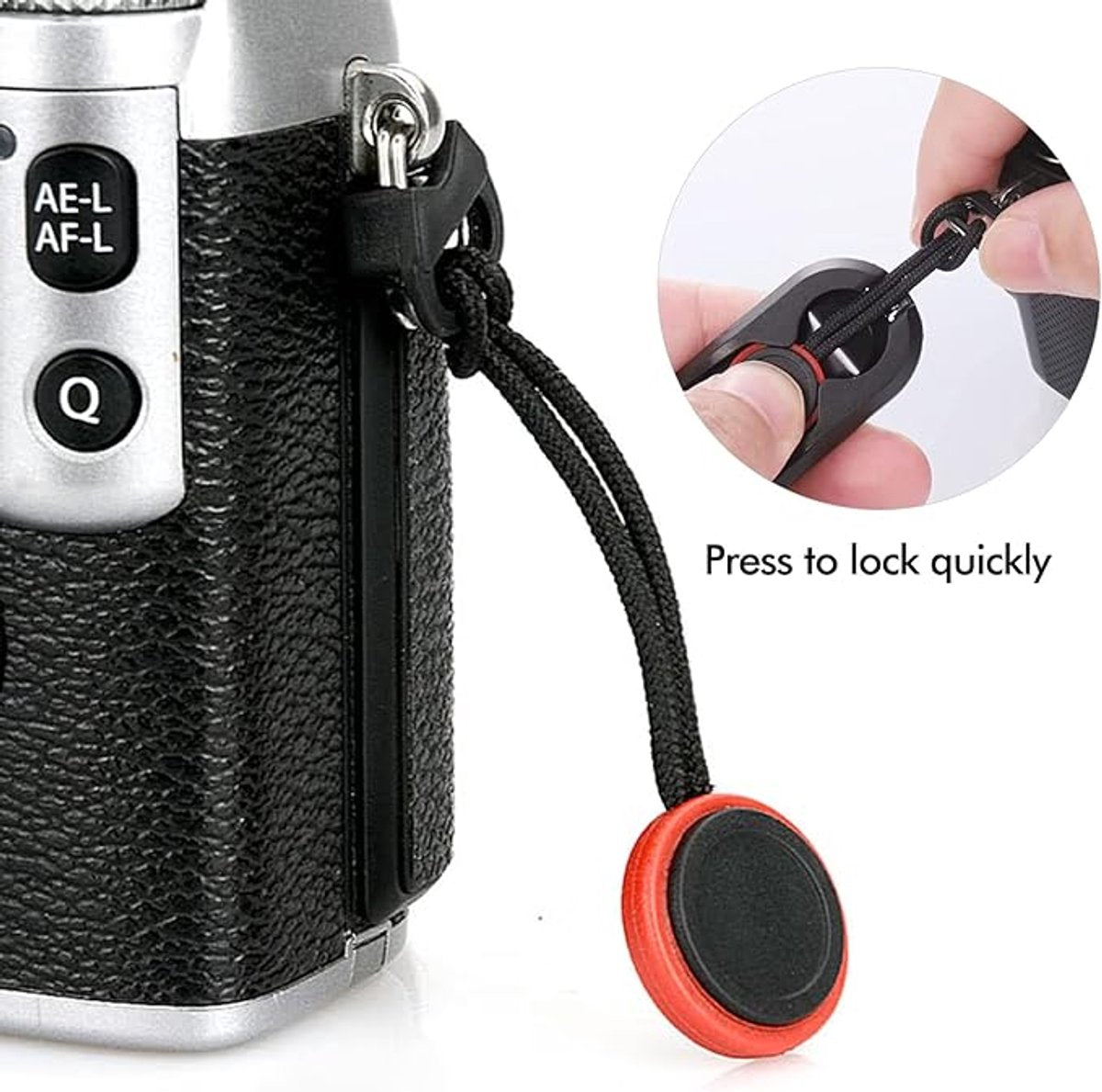 Camera Strap Compact - Wrist Strap for DSLR Camera - Neck Strap Band - Belt - Shoulder Strap - Camera Strap Set - Carrying Strap - Adjustable Length - Suitable for Canon, Nikon, Sony DSLR - Black