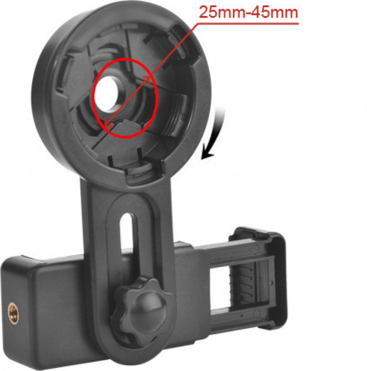 Smartphone Holder - Mobile Phone Adapter Mount - Smartphone Photography Accessory - Phone Camera Lens Set - Clip-On Design - for spotter's/binoculars/telescope with Ø 2.5 - 4.5cm