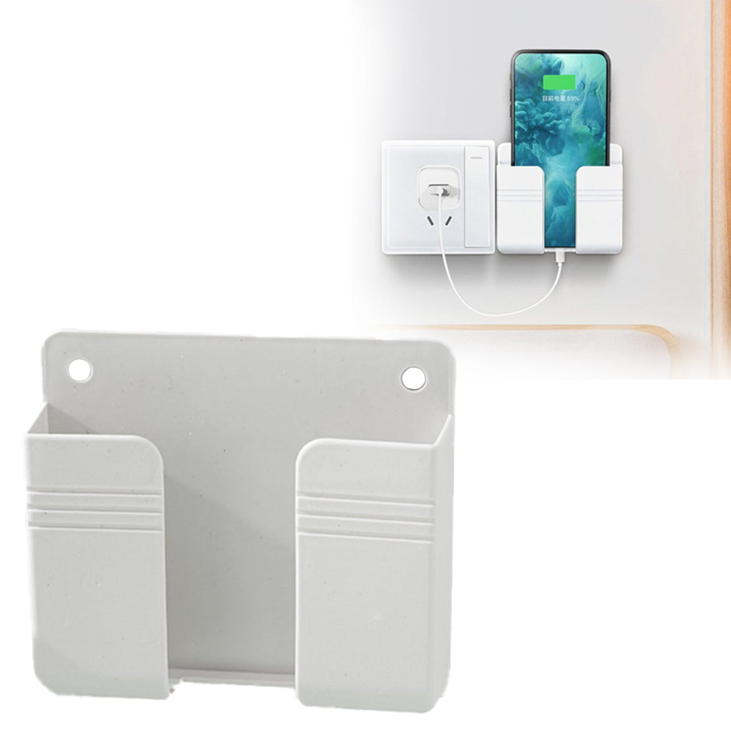 Rack , Wall Mount Phone Holder Phone Stand with Self Adhesive. Phone Holder for Shower Charging and Rv for Iphone and Android White