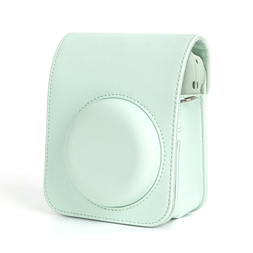 For Instax Mini 12 Camera Case PU Leather Soft Silicone Cover Bag for Fujifilm Polaroid Film Camera Bag w/Shoulder Strap Iris purple