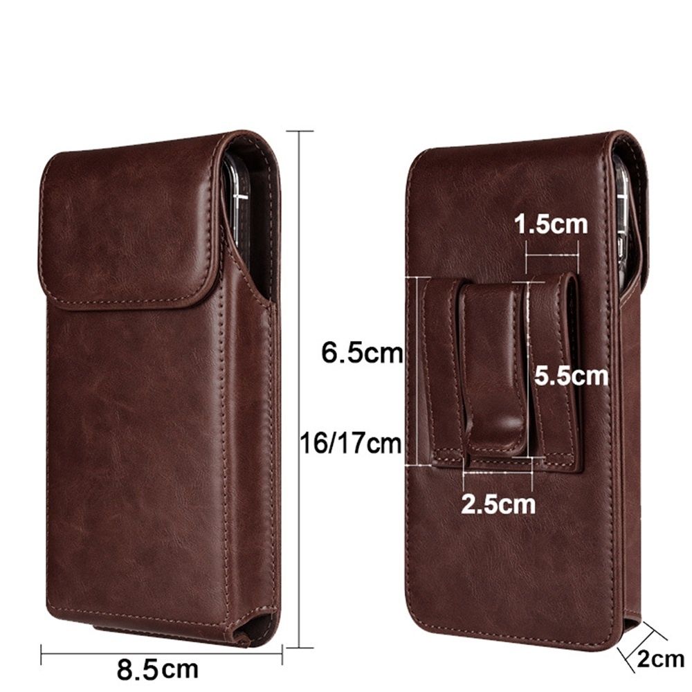 Leather Belt Clip Phone Case Men Waist Bag Holder Holster Pouch Mobile Phone Waist Bag for Mens(Coffee)